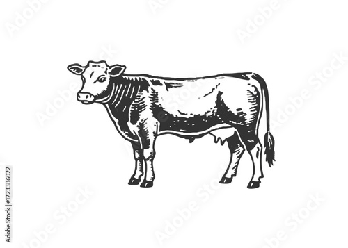 Dark silhouette of a cow on a light Isolated vector illustration