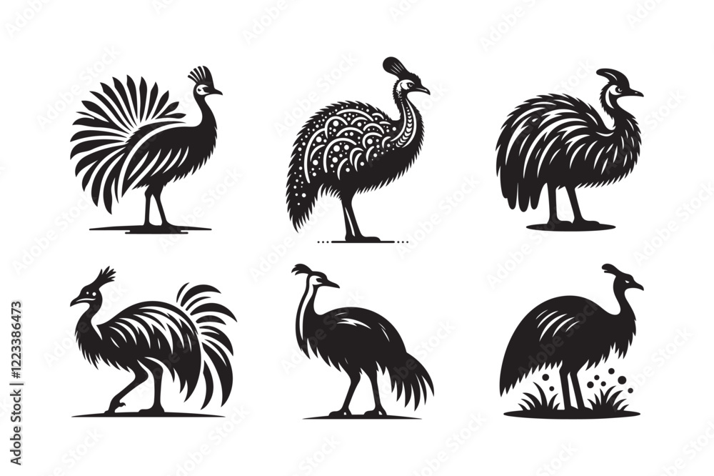 Unique Cassowary Silhouette Vectors – Wildlife Graphic Design Essentials Unique Cassowary Silhouette Vectors – Wildlife Graphic Design Essentials
