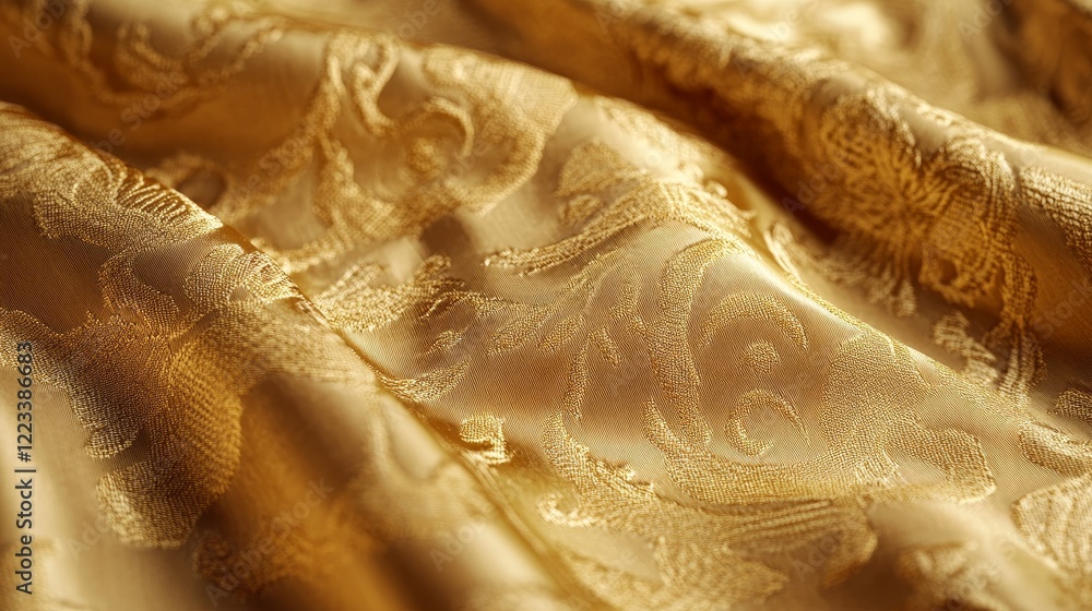 Gold brocade with ornate woven patterns Gold brocade with ornate woven patterns