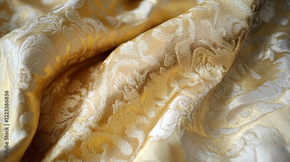 Gold brocade with ornate woven patterns Gold brocade with ornate woven patterns