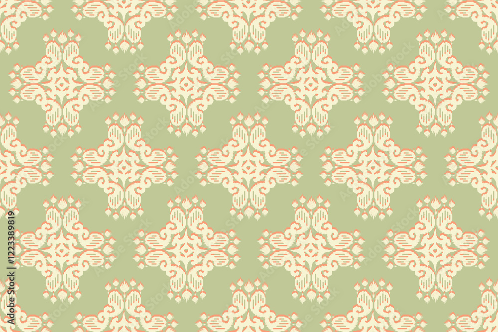 Ikat seamless pattern, geometric design, motif ethnic handmade, Ikat ethnic tribal, boho colors seamless wallpaper. Ethnic Ikat abstract background art.Illustration for greeting cards, printing Ikat seamless pattern, geometric design, motif ethnic handmade, Ikat ethnic tribal, boho colors seamless wallpaper. Ethnic Ikat abstract background art.Illustration for greeting cards, printing