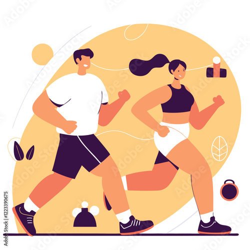 A person exercising with dumbbells in a fitness workout illustration photo