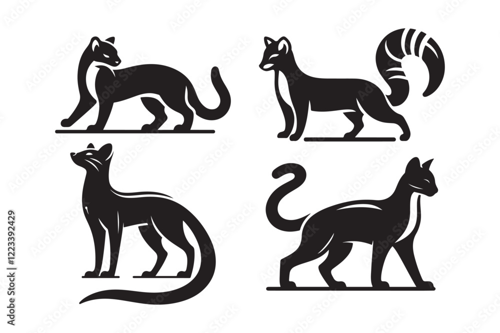 Elegant Fossa Silhouette Vectors – Perfect for Wildlife Posters and More Elegant Fossa Silhouette Vectors – Perfect for Wildlife Posters and More