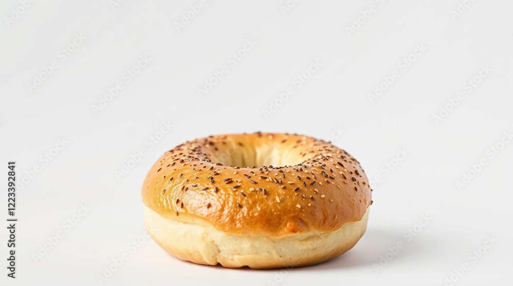 Single everything bagel on white background Single everything bagel on white background