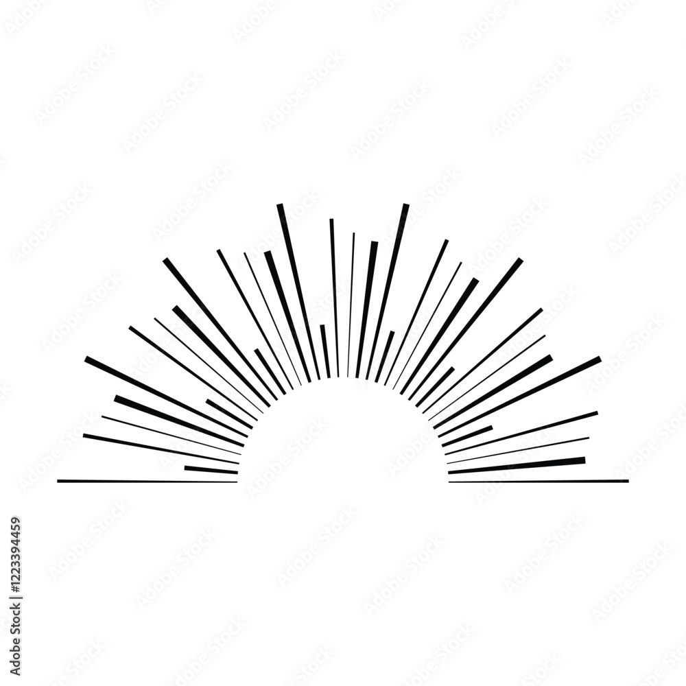 Obraz premium Sun icon, sunburst vector illustration element for design