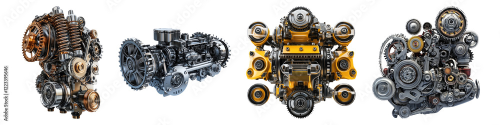 Automotive mechanism isolated on transparent background, PNG, Set of Automotive mechanism isolated on transparent background, PNG, Set of
