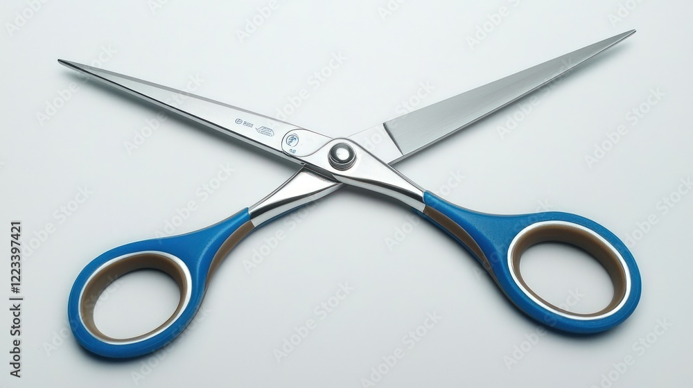 Pair of scissors with rubber grips isolated on the white background Pair of scissors with rubber grips isolated on the white background