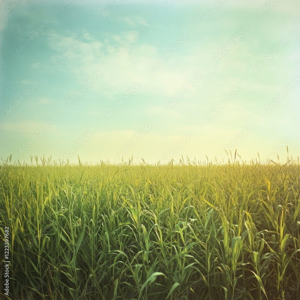 Lush green rice field stretches under clear blue sky at dusk, showcasing nature's beauty and tranquility in rural landscape. Generative AI Lush green rice field stretches under clear blue sky at dusk, showcasing nature's beauty and tranquility in rural landscape. Generative AI