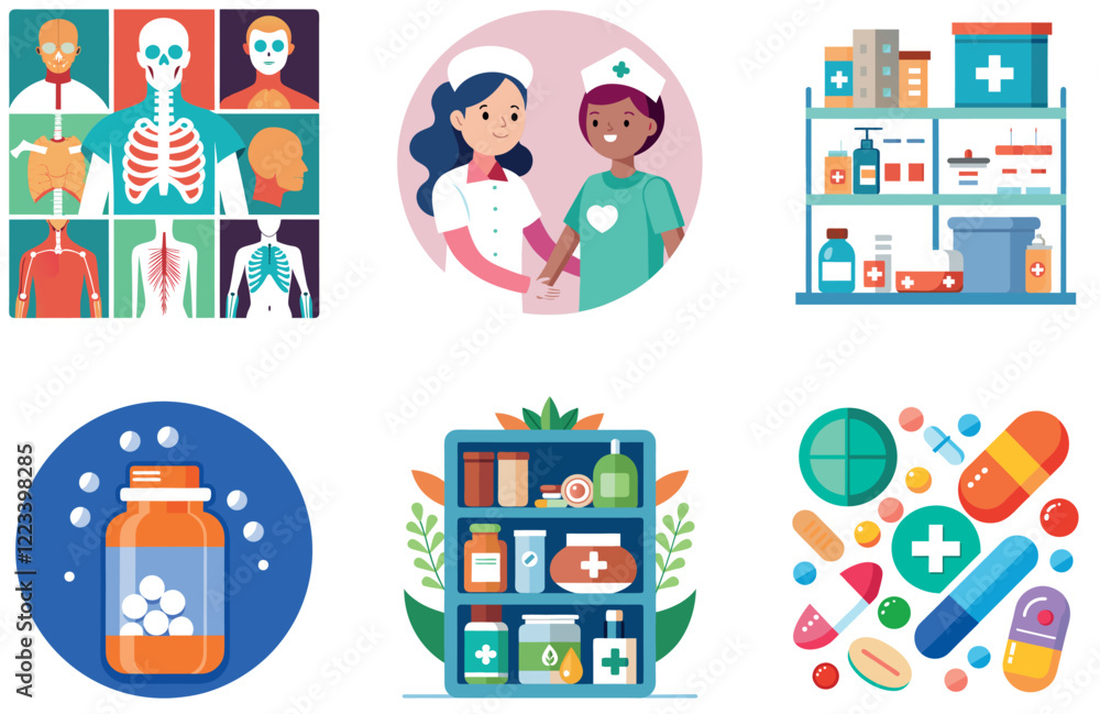Brown Bottle Medicine Bundle: A Scattered Pills Collection Stickers Brown Bottle Medicine Bundle: A Scattered Pills Collection Stickers