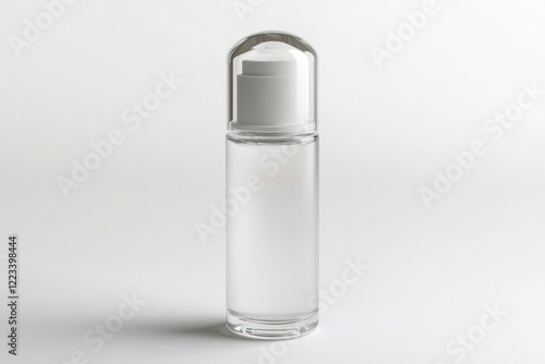 Roll-on deodorant bottle with a transparent cap isolated on the white background photo