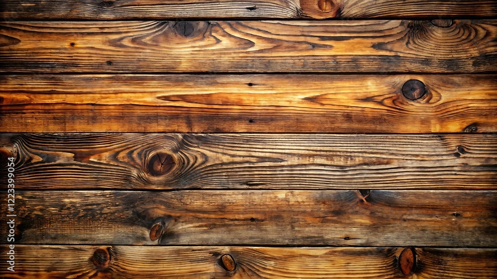 Naklejka premium Weathered Wooden Texture Background with Rustic Grain Patterns and Warm Brown Tones