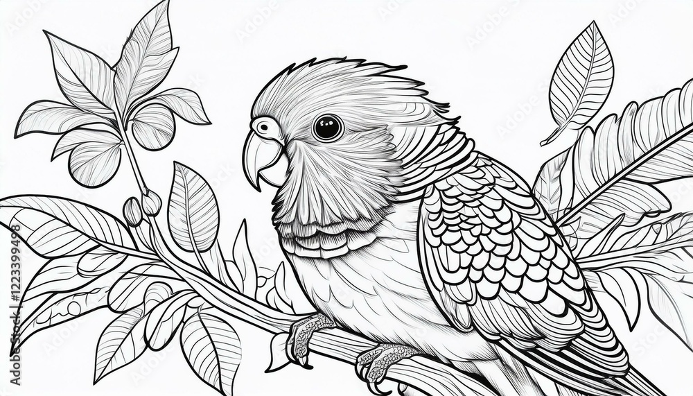 Obraz premium Ausmalbuch Wellensittich
