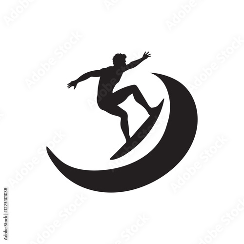 Silhouette surfer vector art illustrtion
