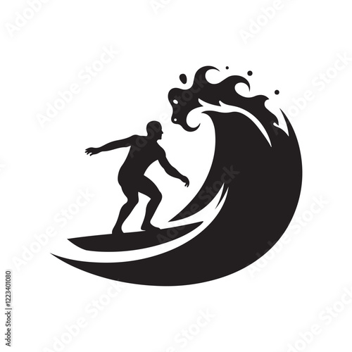 Silhouette surfer vector art illustrtion