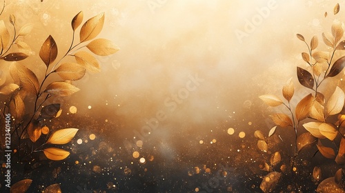 Golden leaves frame a shimmering autumnal background