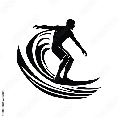 Silhouette surfer vector art illustrtion
