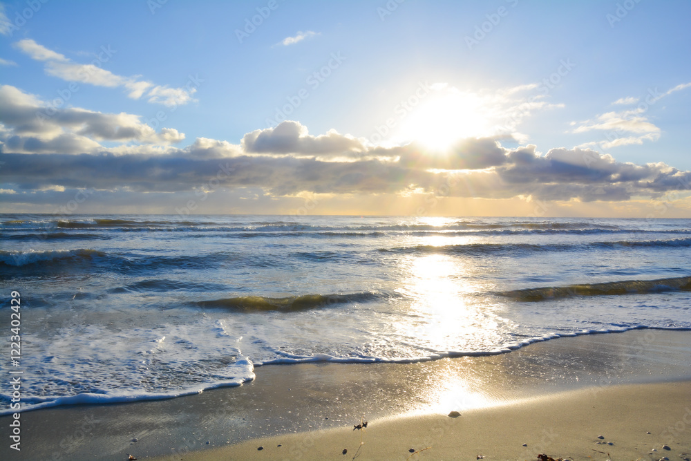 sunset on the beach - holiday greeting card sunset on the beach - holiday greeting card