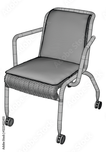 Adjustable Rolling Chair, Office chair editable vector illustration on white background. chair Line art, clip art. swivel chair, Hand-drawn design elements.