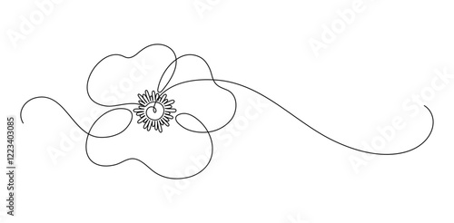 Poppy. Continuous line drawing.