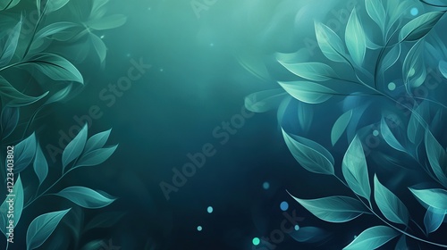Teal Leaves Abstract Nature Background Design