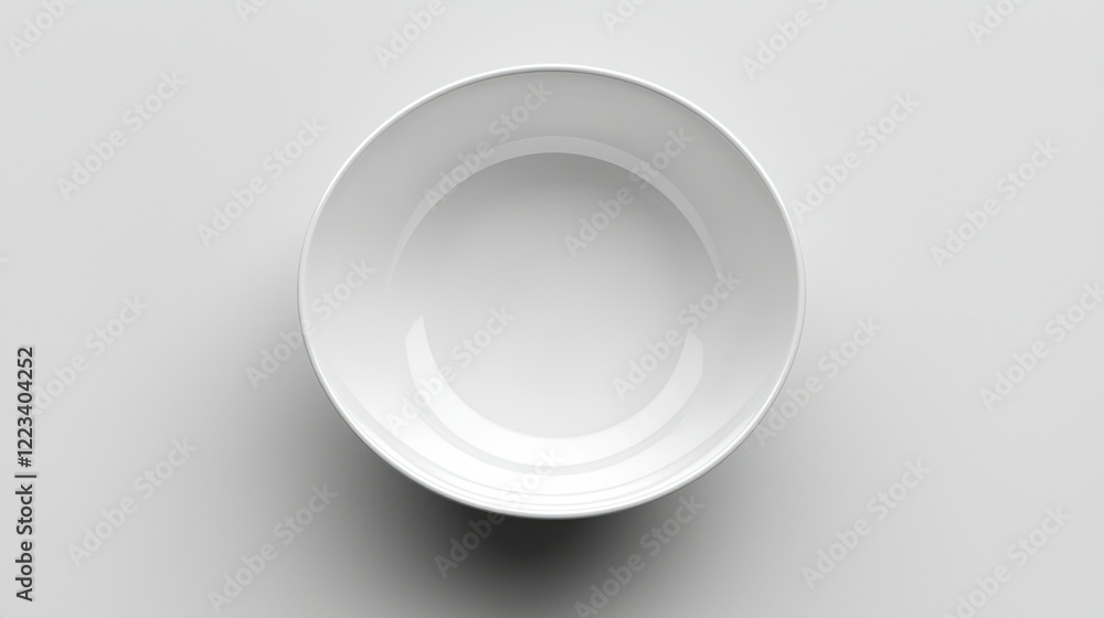 Empty white bowl, overhead studio shot, clean background, food packaging Empty white bowl, overhead studio shot, clean background, food packaging