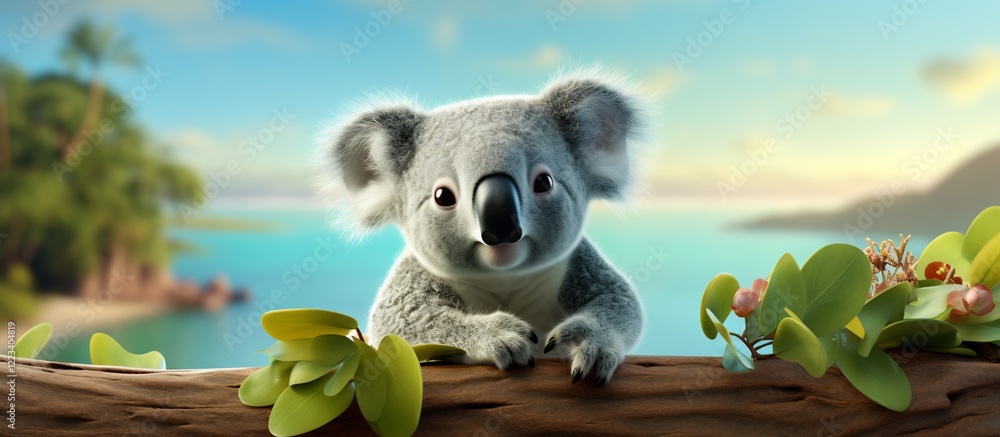 Obraz premium Adorable Koala on Tropical Island