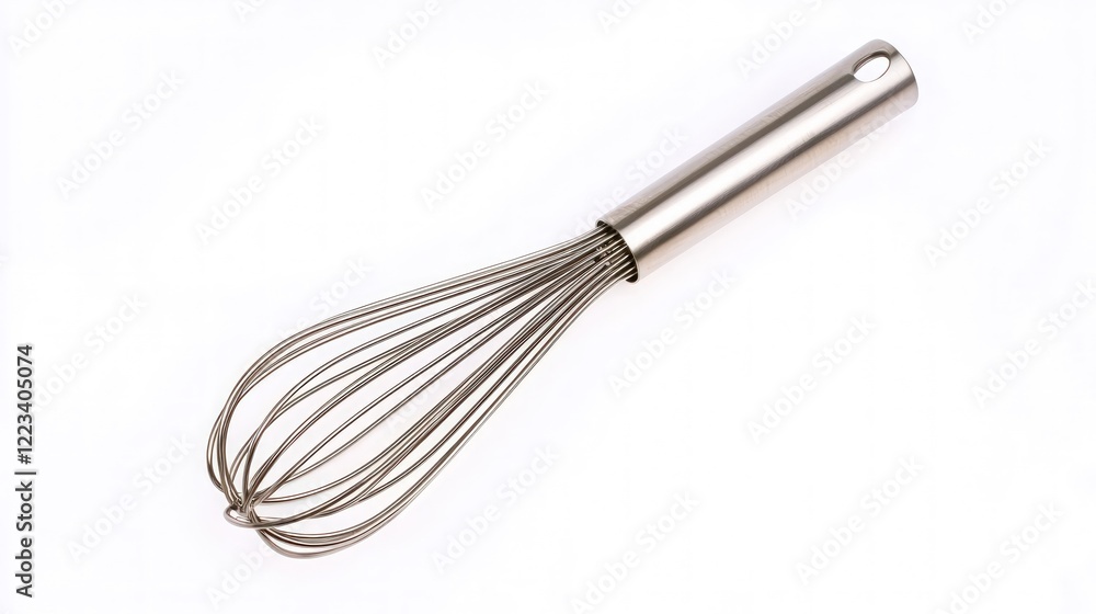 Stainless steel whisk with a polished finish isolated on the white background Stainless steel whisk with a polished finish isolated on the white background