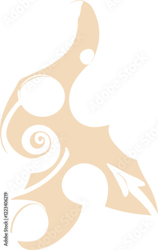  Design featuring a beige and white silhouette of a stylized floral pattern. The intricate swirls and flowing curves evoke a sense of delicacy and sophistication, making it suitable for decorative