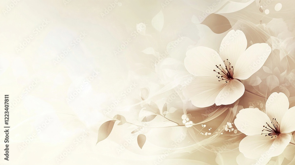 Delicate White Blossoms and Abstract Floral Design Delicate White Blossoms and Abstract Floral Design