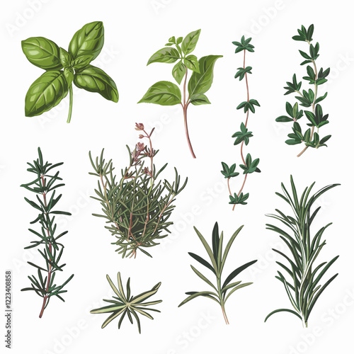 Botanical Illustration of Culinary Herbs