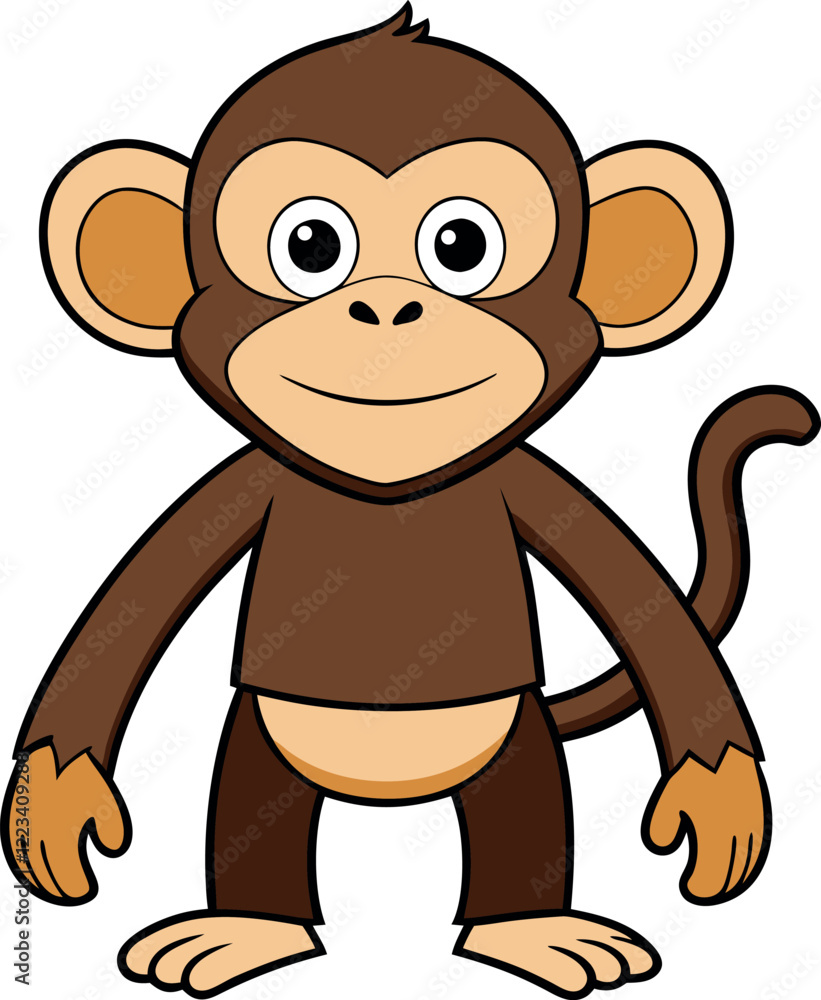 cartoon monkey vector art illustration on a white background cartoon monkey vector art illustration on a white background