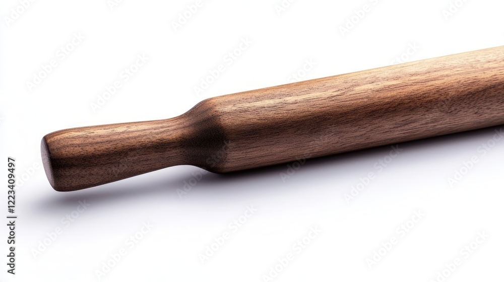 Classic rolling pin with smooth handles isolated on the white background Classic rolling pin with smooth handles isolated on the white background