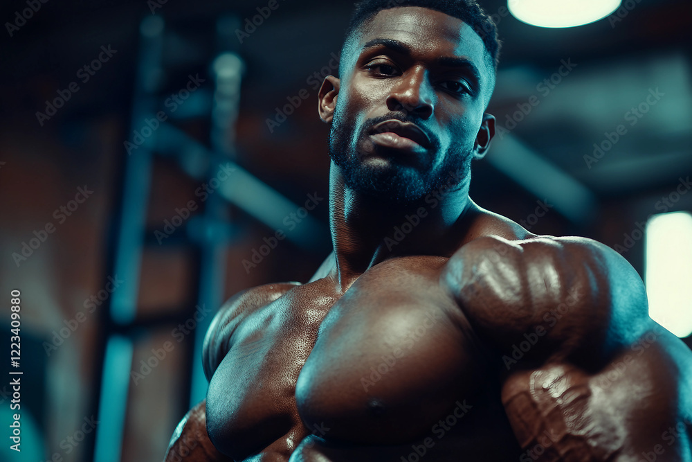 Intense workout session in a modern gym setting, generative AI Intense workout session in a modern gym setting, generative AI