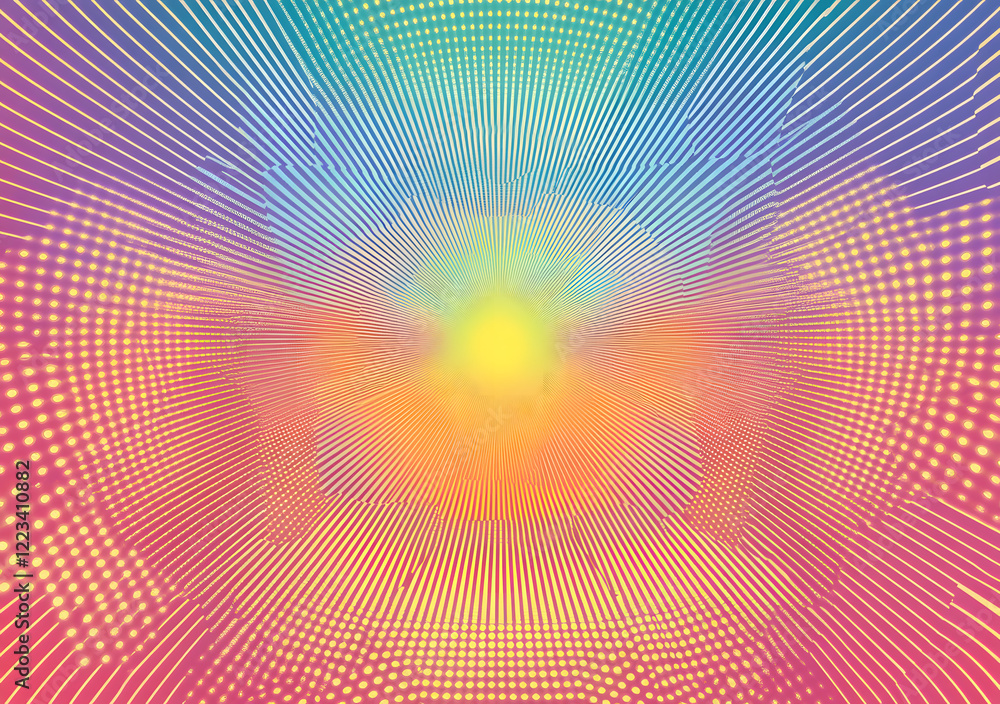 Abstract Rainbow Background with Radiating Light Beams and White Dots Abstract Rainbow Background with Radiating Light Beams and White Dots