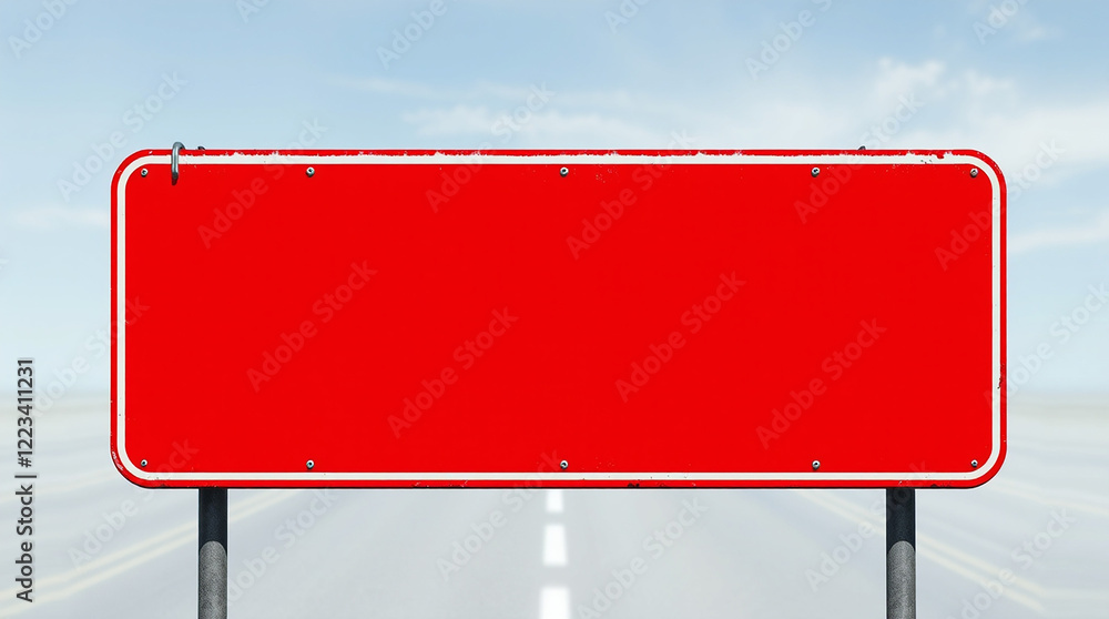 Blank red road sign on highway Blank red road sign on highway