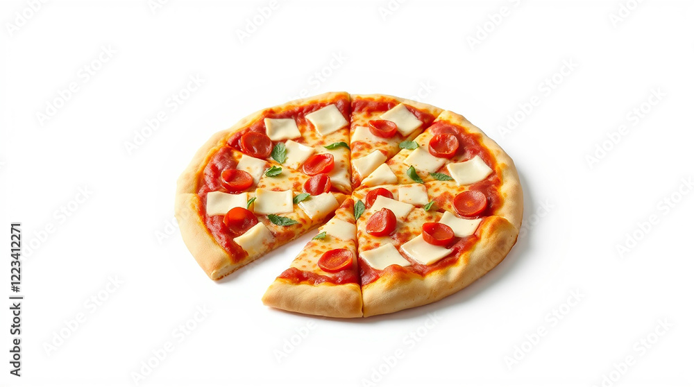 Delicious pizza slices on white background Delicious pizza slices on white background