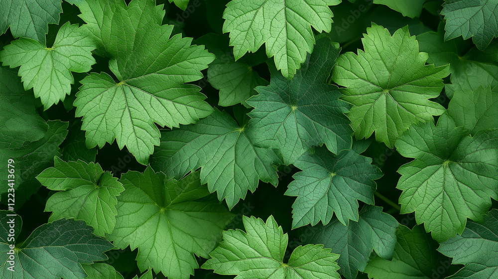 A seamless texture of grapevine leaves in soft green hues with slightly curled edges. The highly detailed natural pattern captures the organic beauty of the leaves, making it perfect for botanical des A seamless texture of grapevine leaves in soft green hues with slightly curled edges. The highly detailed natural pattern captures the organic beauty of the leaves, making it perfect for botanical des