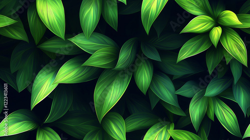 A seamless texture of dense grass, featuring a dark green base with lighter green tips, enhanced by soft shadows. The ultra-detailed design mimics the natural look of lush grass, perfect for outdoor-t