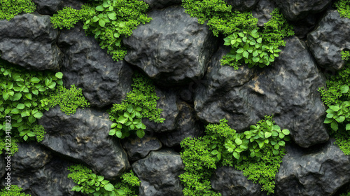 A seamless texture featuring moss-covered stones, with soft green moss growing on the rocks. The highly detailed design creates a natural pattern, perfect for nature-themed projects, backgrounds, and 