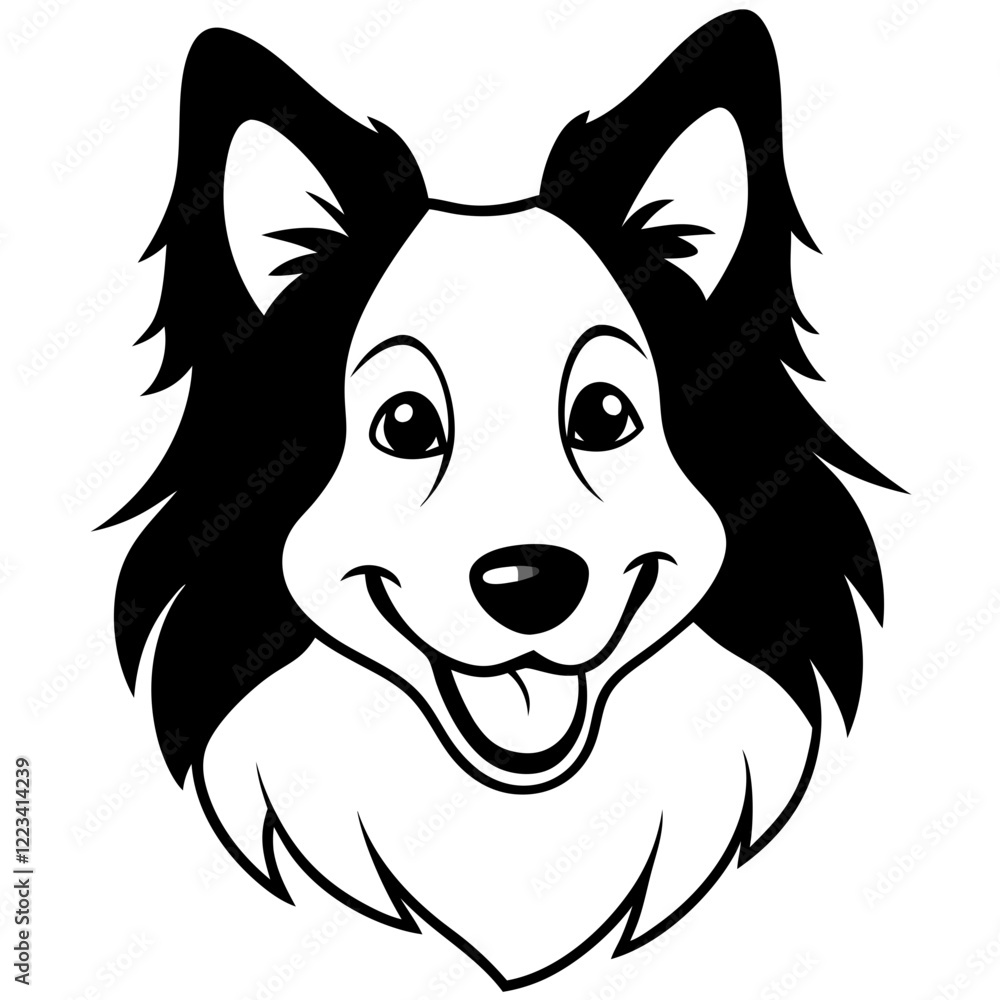 Funny collie dog head vector art Funny collie dog head vector art