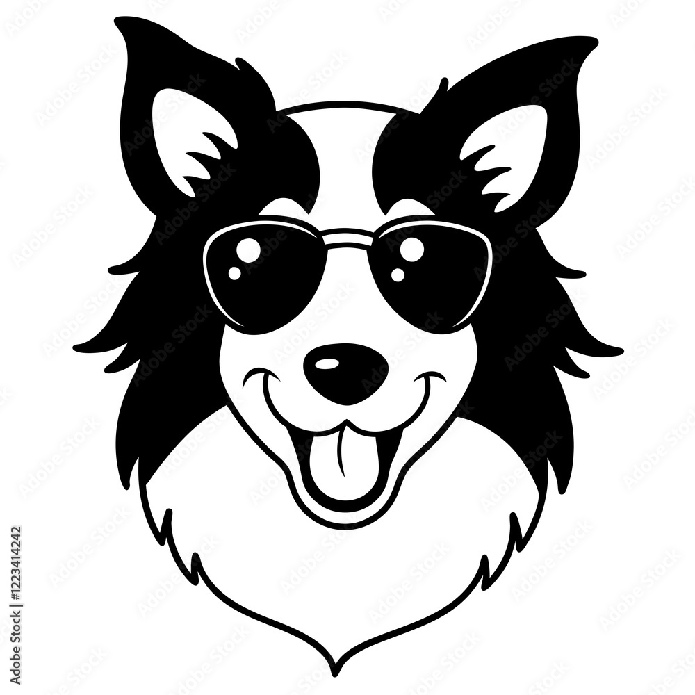 Funny collie dog head vector art Funny collie dog head vector art