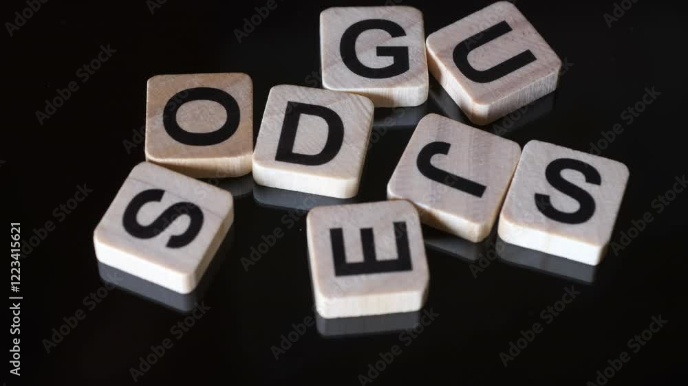 Large wooden letters on black background Large wooden letters on black background