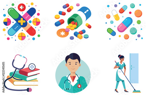 Bundle of Medicine: Capsules Tablets and Pills Collection Stickers
