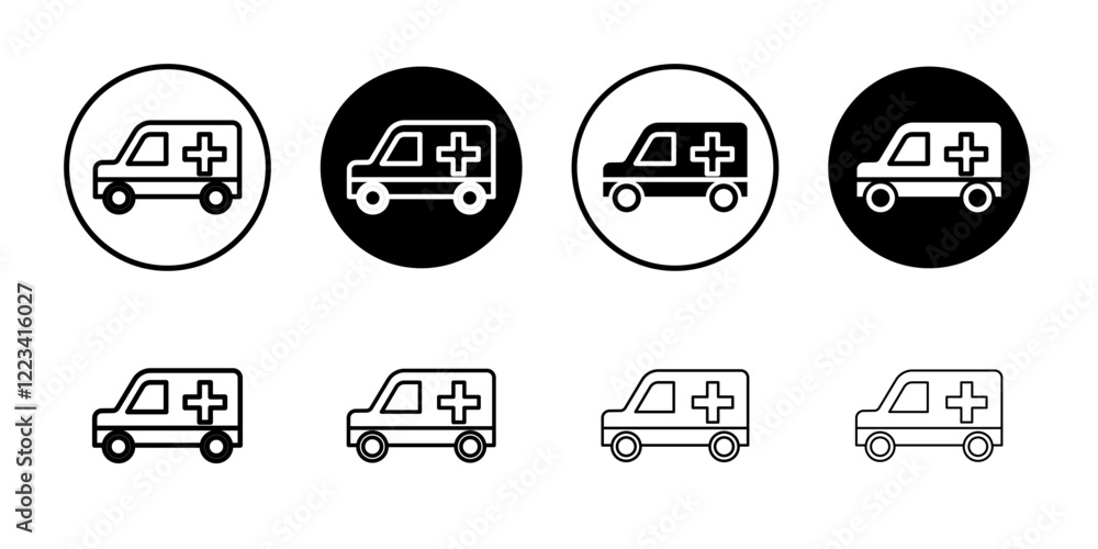 Obraz premium Ambulance icon Vector logo set flat