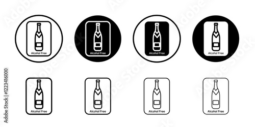Alcohol free icon Vector logo set flat