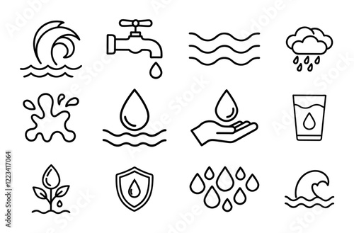 Water icons vector set photo