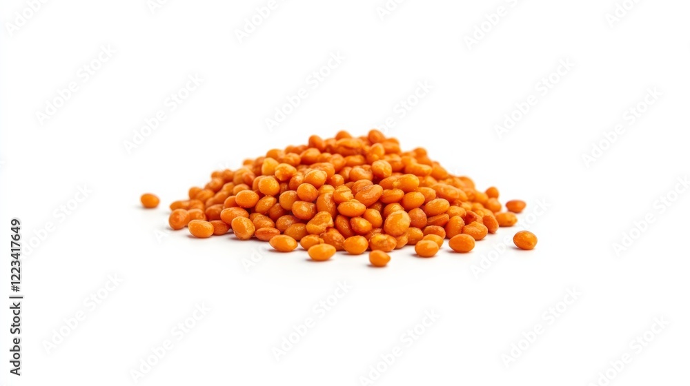 A serving of sweet and tangy baked beans, isolated on a white background, A serving of sweet and tangy baked beans, isolated on a white background,