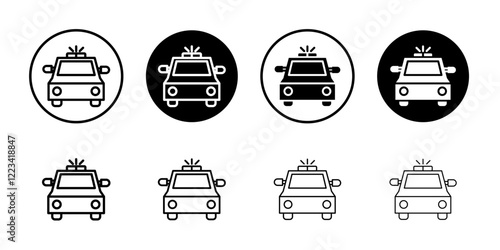 Flashing police car icon Vector logo set flat