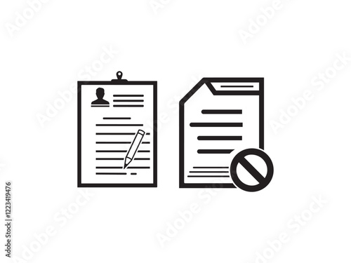 set of paper document and clipboard icon thin line style. quality control, Checkmark business concept. clipboard document page with check mark, pencil icon. vector illustration.