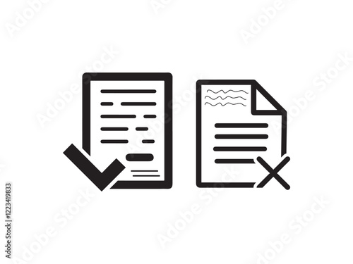 set of paper document and clipboard icon thin line style. quality control, Checkmark business concept. clipboard document page with check mark, pencil icon. vector illustration.